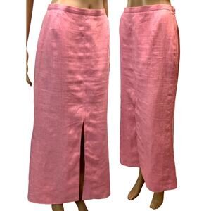 Vintage Mothwurf Austria Pink Linen Maxi Skirt - W 28"